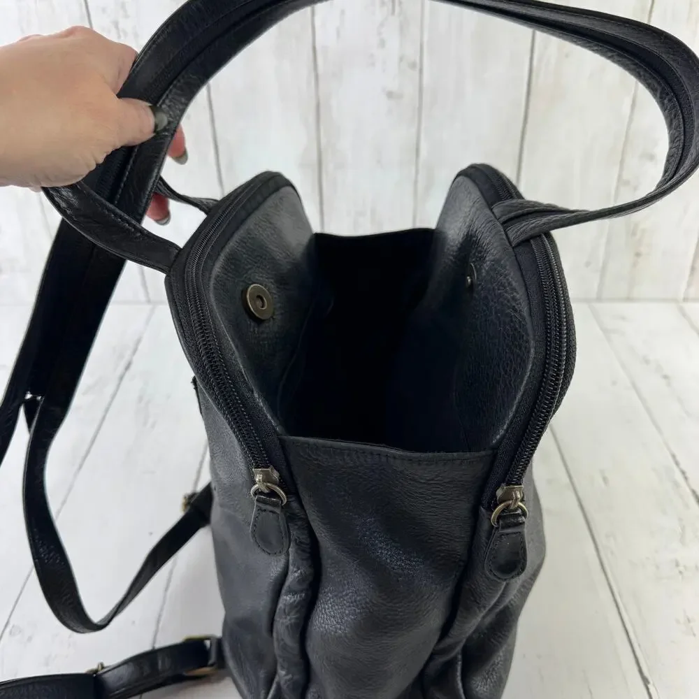 VTG Etienne Aigner Black Pebbled Leather Backpack Shoulder Bag Sling Convertible
